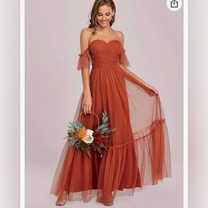 Ever Pretty Tulle Dress in Rust